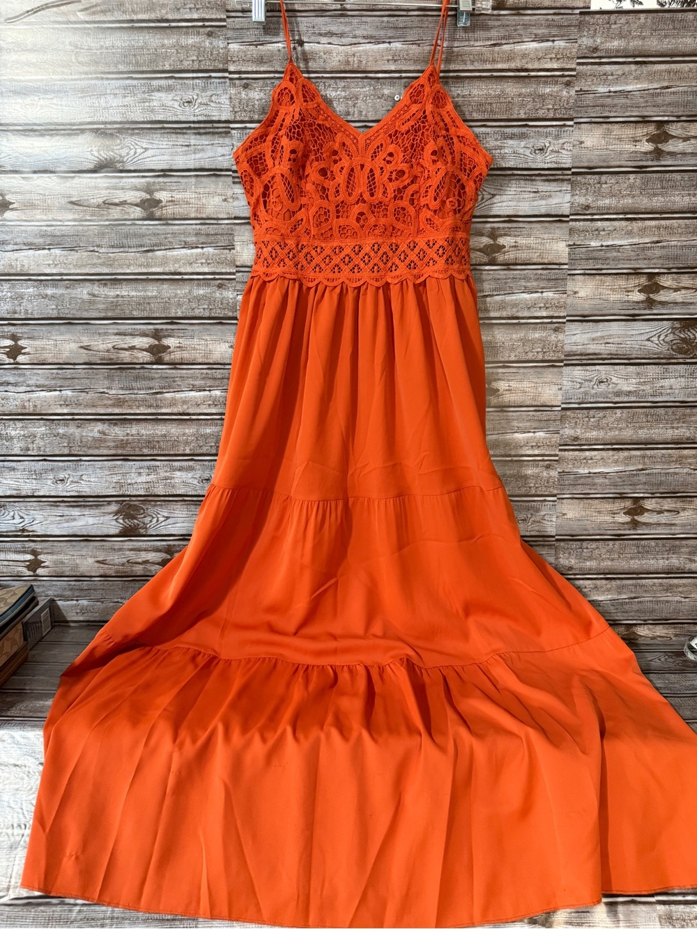 Dokuritu Spaghetti Strap Crochet Bodice Maxi Dress size Medium